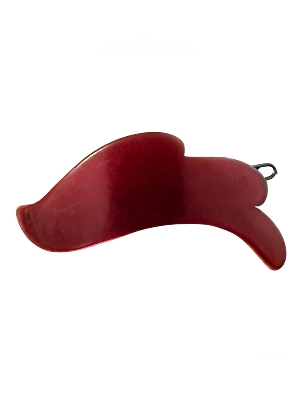 1970’s Vintage Pearlescant Red Barrette Hair Clip, Made in Belgium, 2.5” Wide